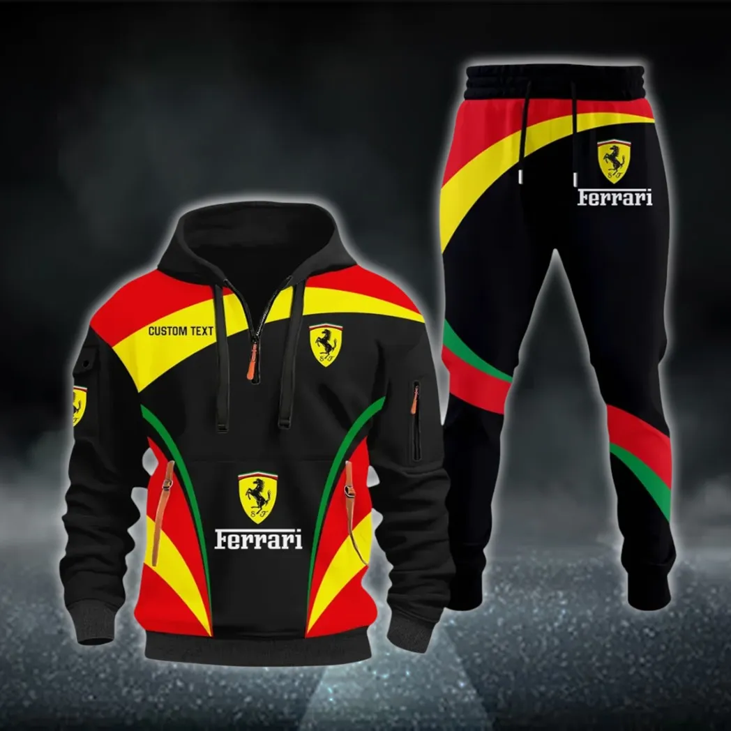 Racing Legend Hoodie Half Zip x Sweatpants Set, 3D Printed Driver's Outfit CAR514100925094