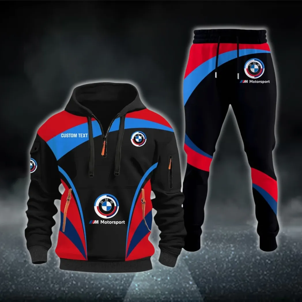High-Speed Car Hoodie Half Zip x Sweatpants Set, Custom 3D Automotive Tracksuit Set CAR514100925098