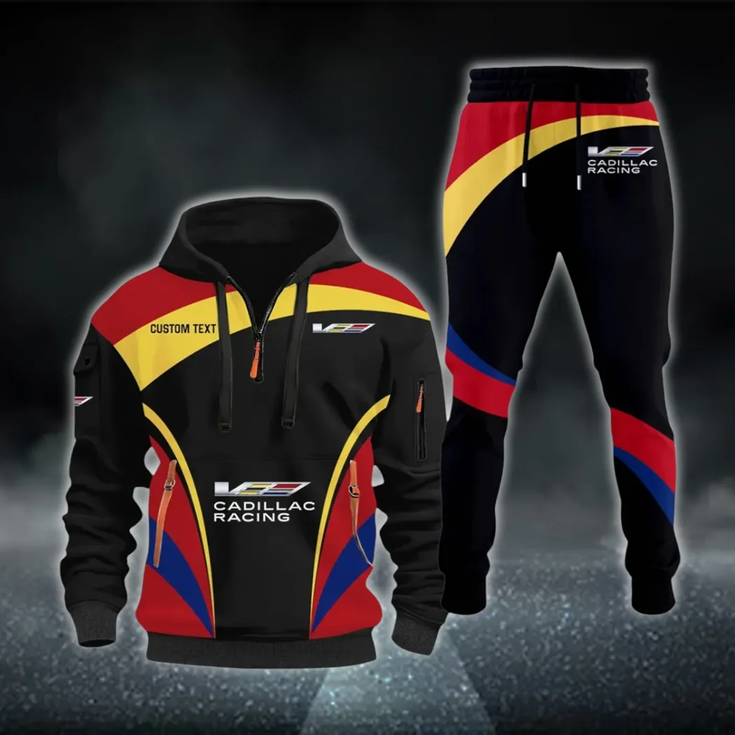 Elegant Touring Car Hoodie Half Zip x Sweatpants Set, Custom Motorcycle Hoodie Set CAR514100925099