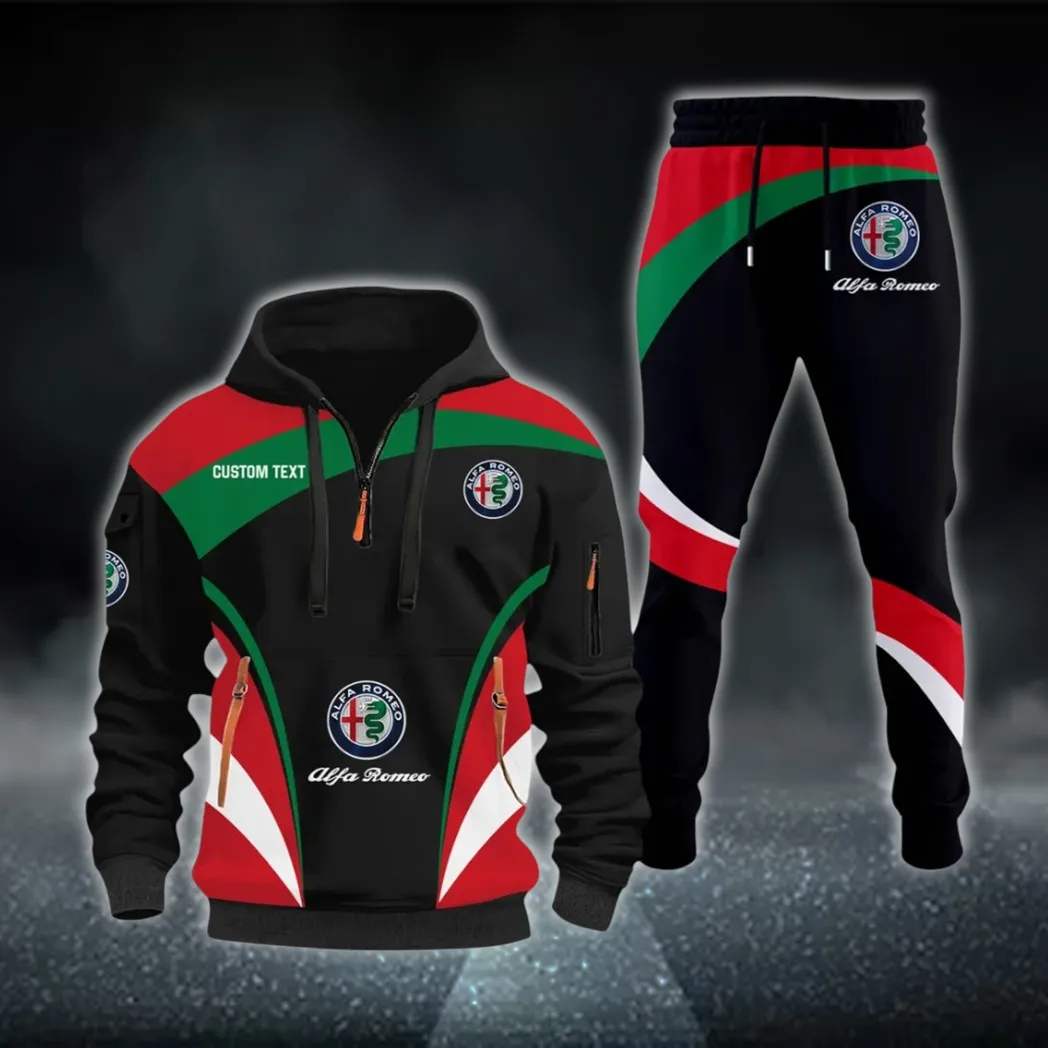 Sport Sedan Hoodie Half Zip x Sweatpants Set, All-Season Car Enthusiast Tracksuit CAR514100925100