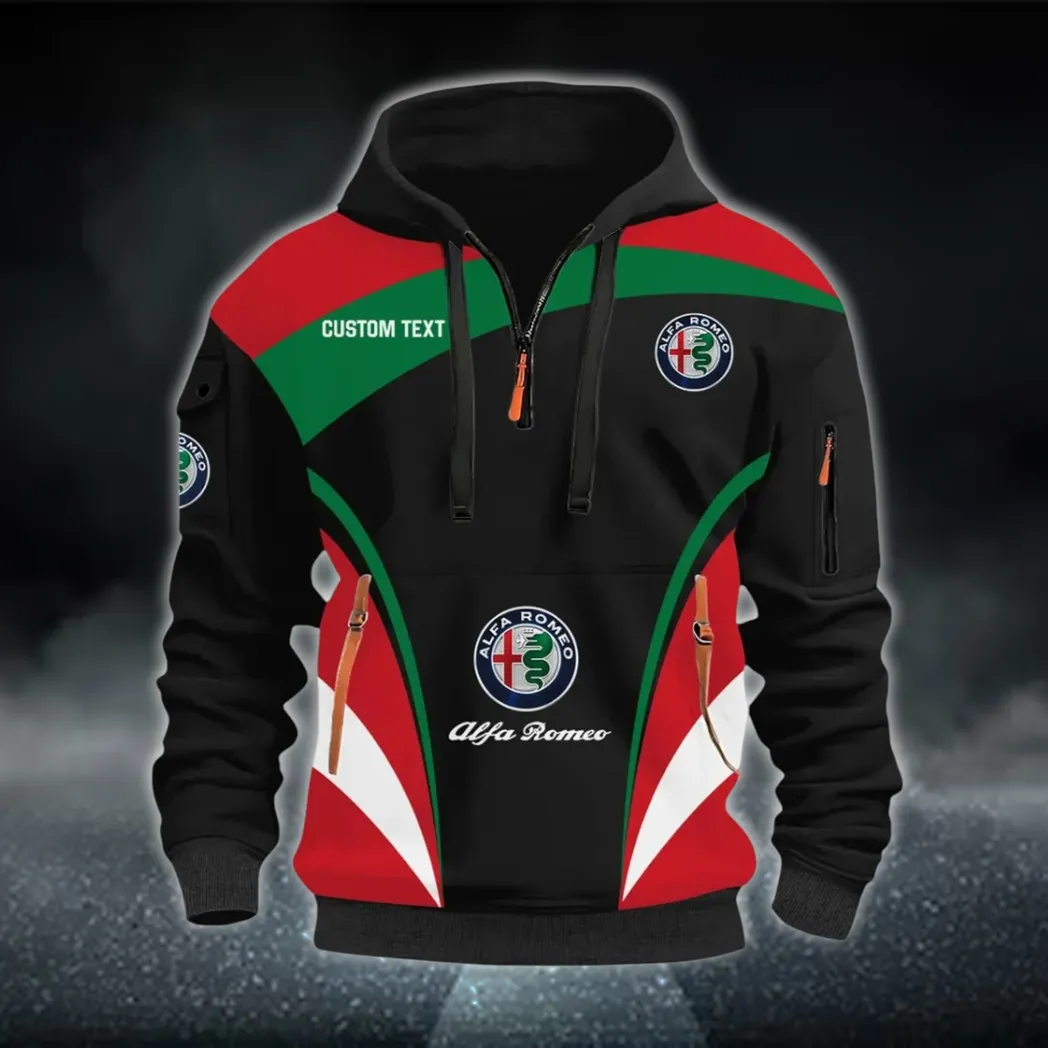 Sport Sedan Hoodie Half Zip 3D Print, Sporty & Casual Everyday Wear Hoodie CAR514100925100