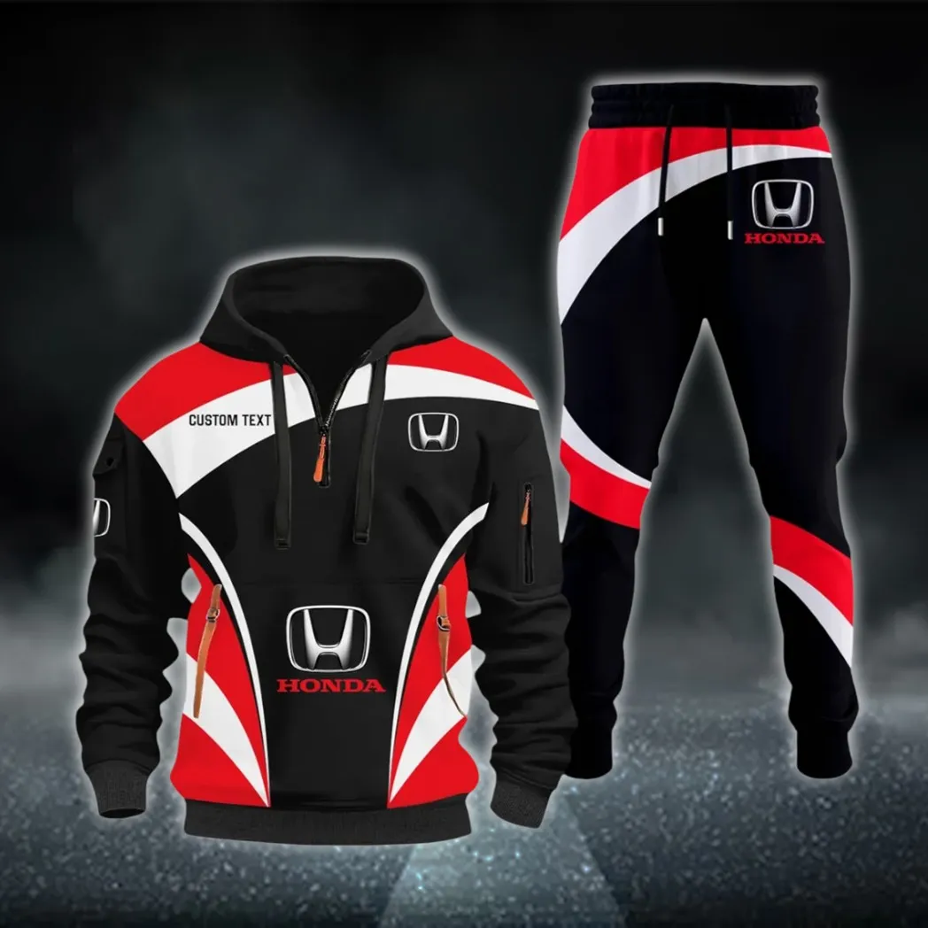 Compact Car Hoodie Half Zip x Sweatpants Set, Automotive Streetwear Hoodie Set CAR514100925104