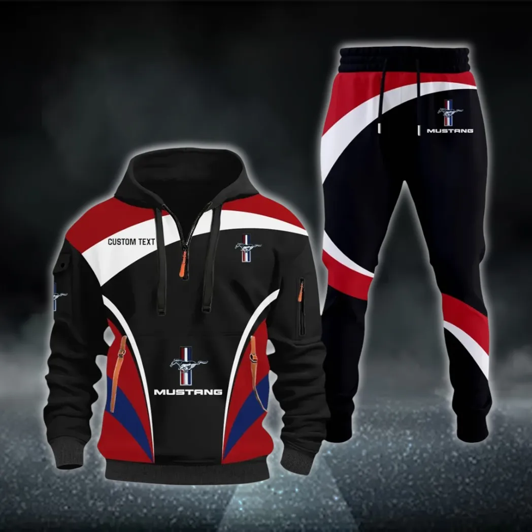 Racing Car Hoodie Half Zip x Sweatpants Set, 3D Printed Driver's Outfit CAR514100925117