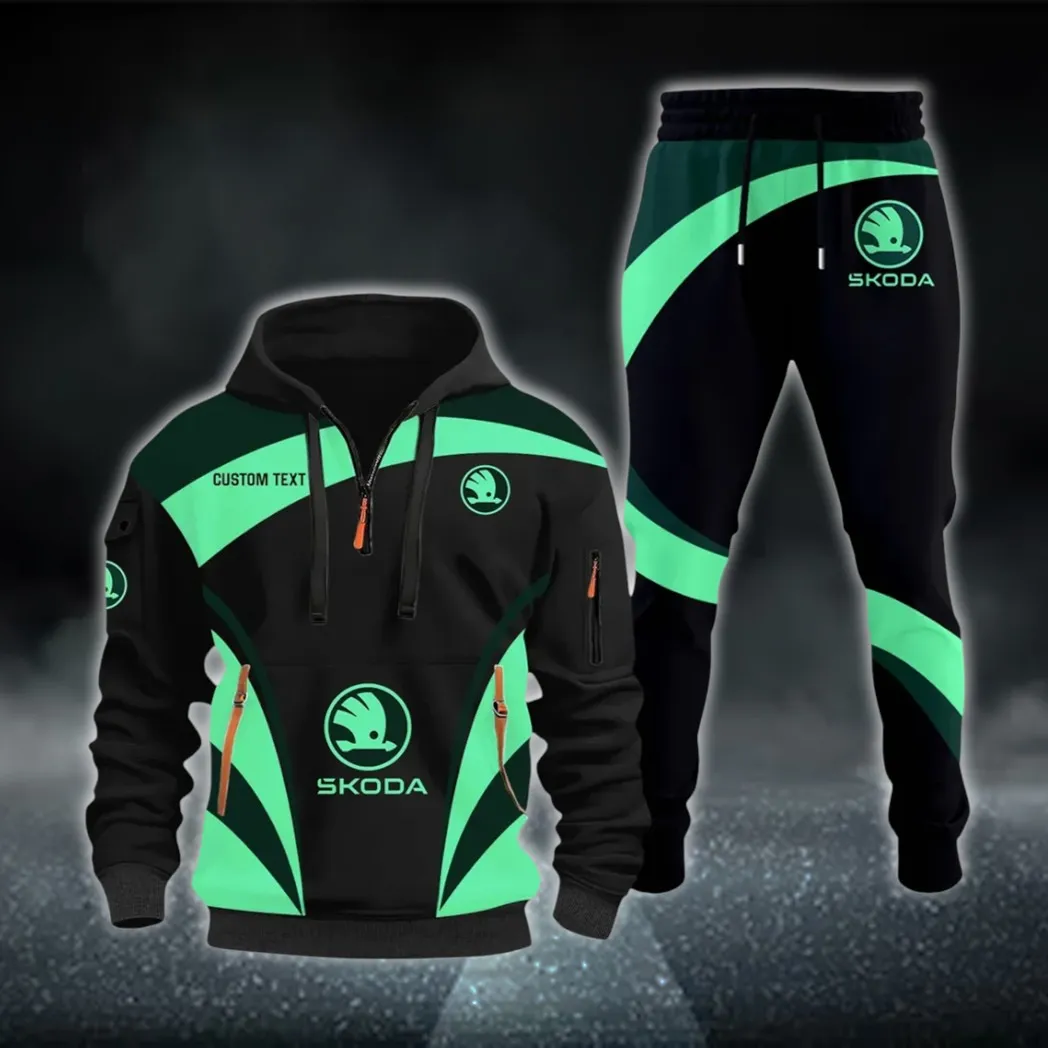 Practical Hatchback Hoodie Half Zip x Sweatpants Set, All-Season Car Enthusiast Tracksuit CAR514100925122