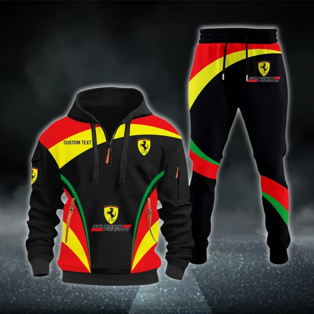 Racing Legend Hoodie Half Zip x Sweatpants Set, Custom Motorcycle Hoodie Set CAR514100925123