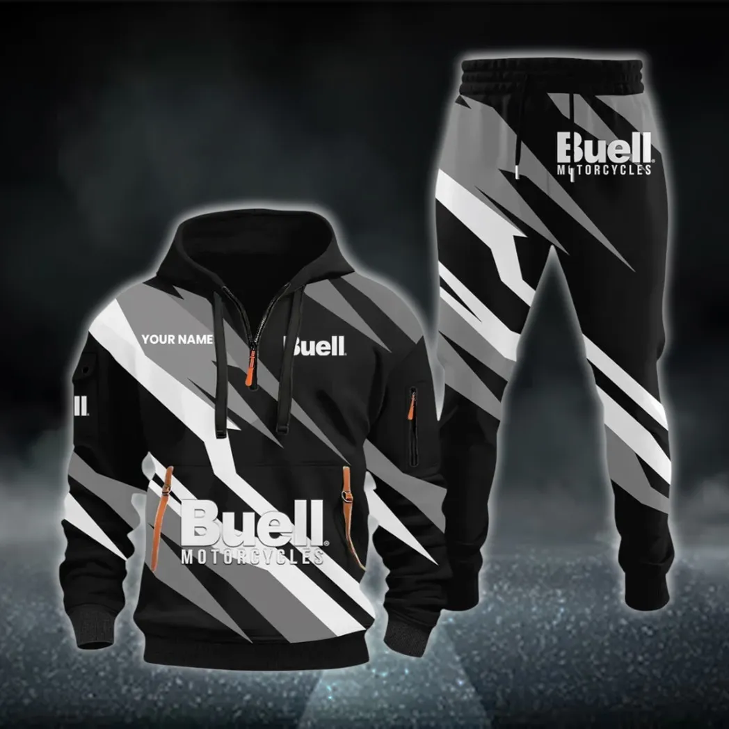 Street Racer Hoodie Half Zip x Sweatpants Set, Garage Life 3D Hoodie Set CAR514100925128