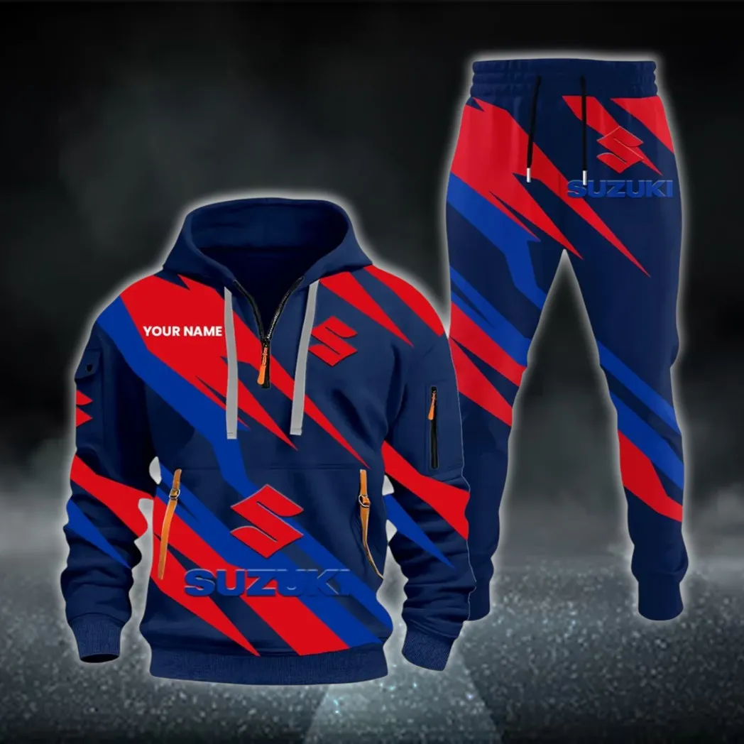 Racing Motor Hoodie Half Zip x Sweatpants Set, Ride-Inspired Half-Zip Hoodie Set CAR514100925130