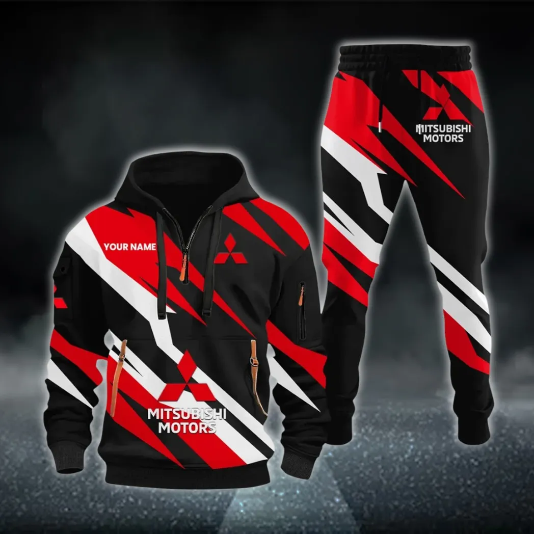 Urban Compact Hoodie Half Zip x Sweatpants Set, Custom 3D Automotive Tracksuit Set CAR514100925145