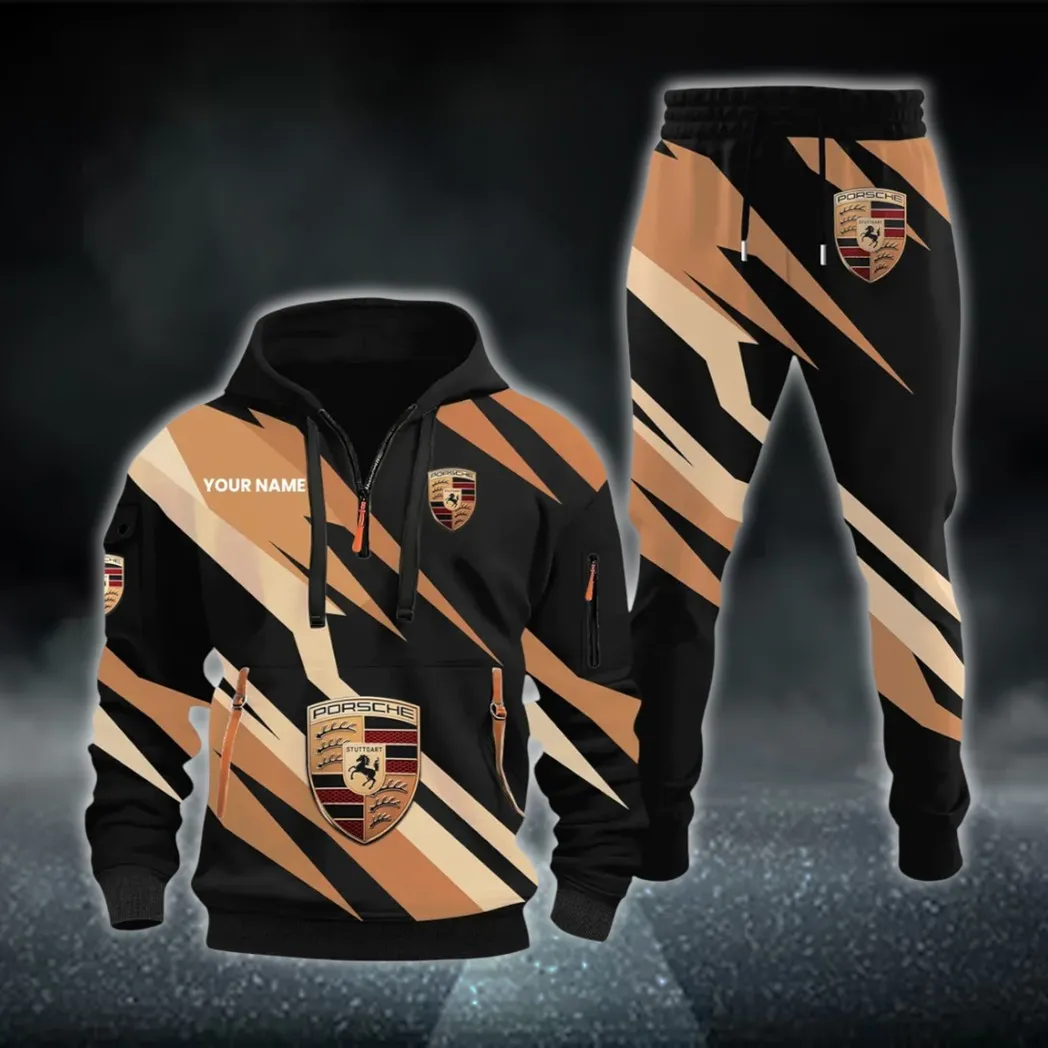 High-Speed Roadster Hoodie Half Zip x Sweatpants Set, Street-Ready Automotive Tracksuit CAR514100925151