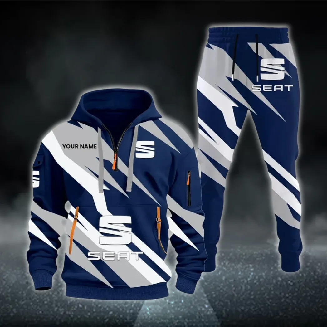 Affordable Sedan Hoodie Half Zip x Sweatpants Set, Sporty Auto-Inspired Tracksuit CAR514100925152