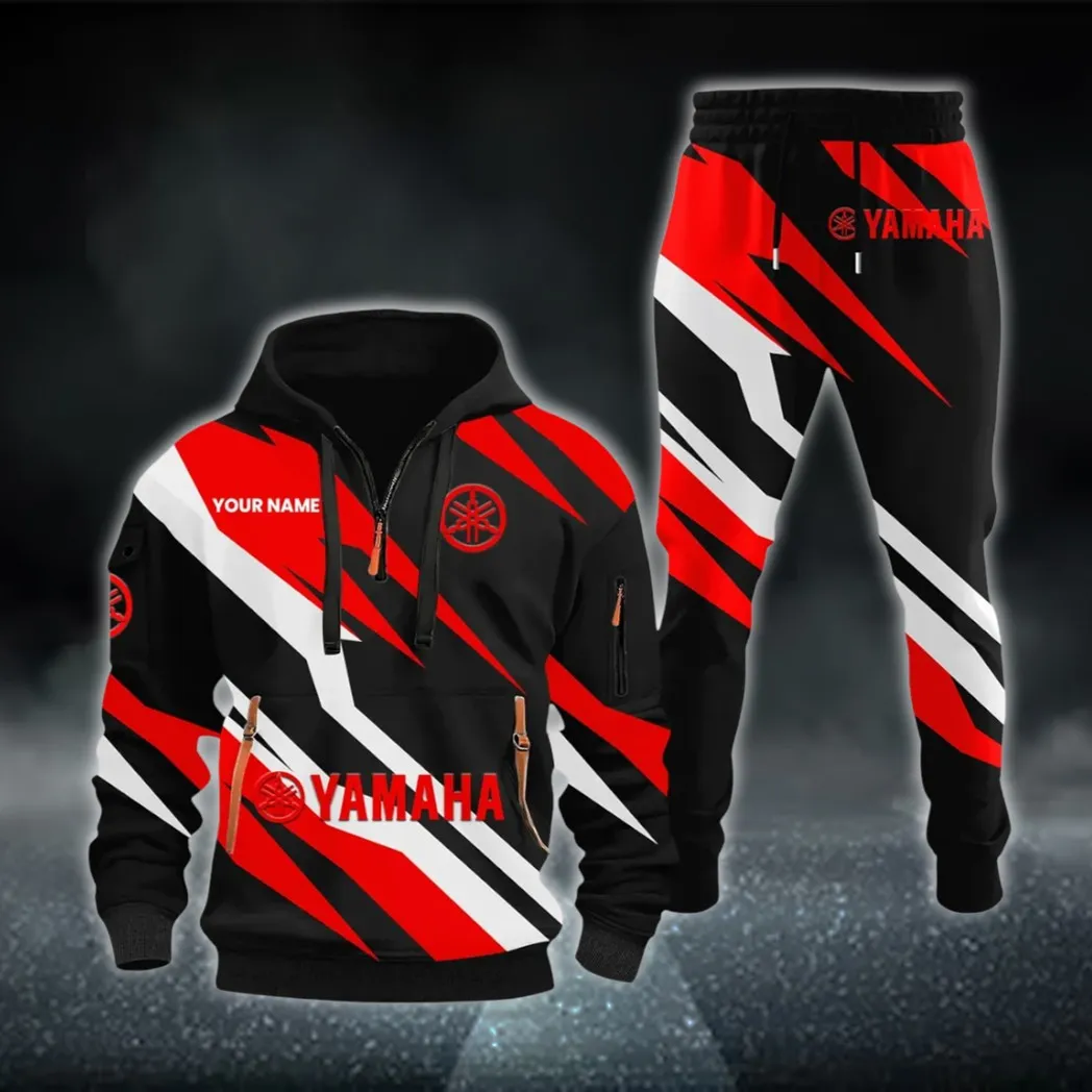 Dual-Sport Bike Hoodie Half Zip x Sweatpants Set, Bold Automotive 3D Hoodie Set CAR514100925158