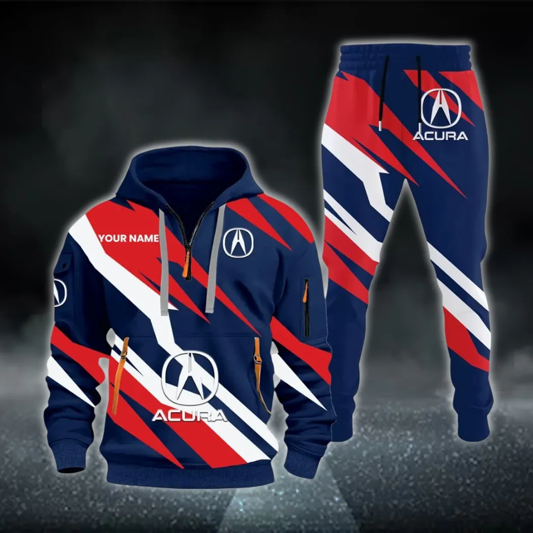 Modern Sports Car Hoodie Half Zip x Sweatpants Set, Bold Automotive 3D Hoodie Set CAR514100925160