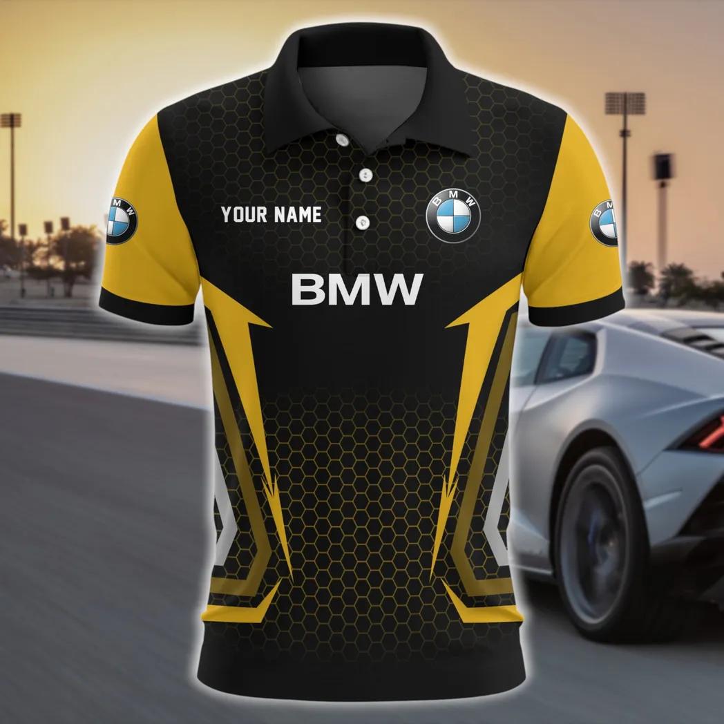 Small Executive Car Polo Shirt, Sporty Comfort Button Shirt CAR526 - Yellow