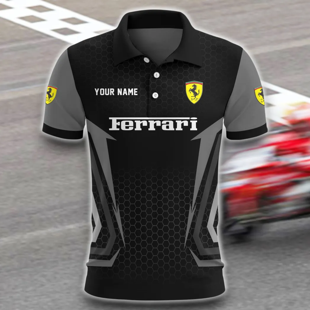 Sports Car Polo Shirt, Lightweight Streetwear Button Shirt CAR526 - Gray