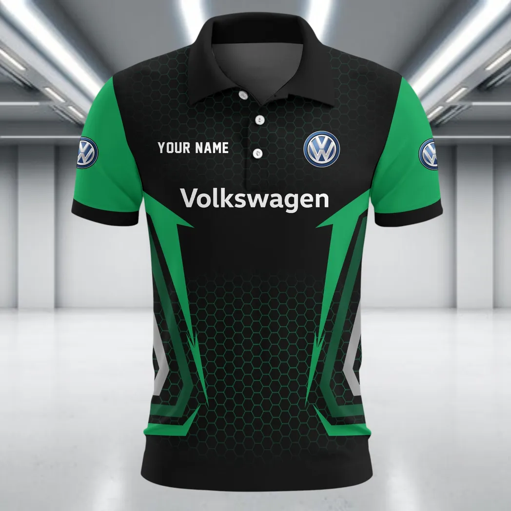 German Car Polo Shirt, Sporty Urban Button Shirt CAR526 - Green