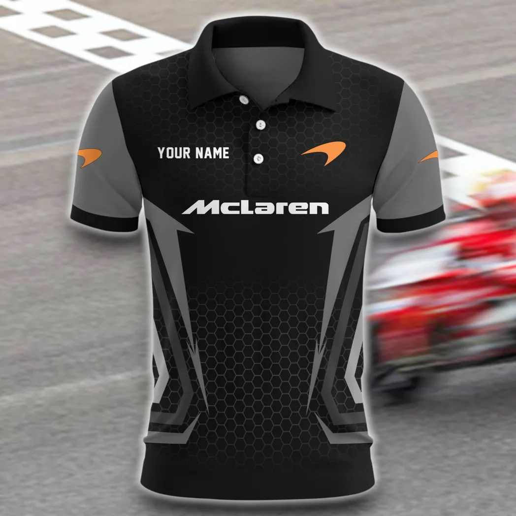 Track Monster Polo Shirt, Lightweight Streetwear Button Shirt CAR526 - Gray