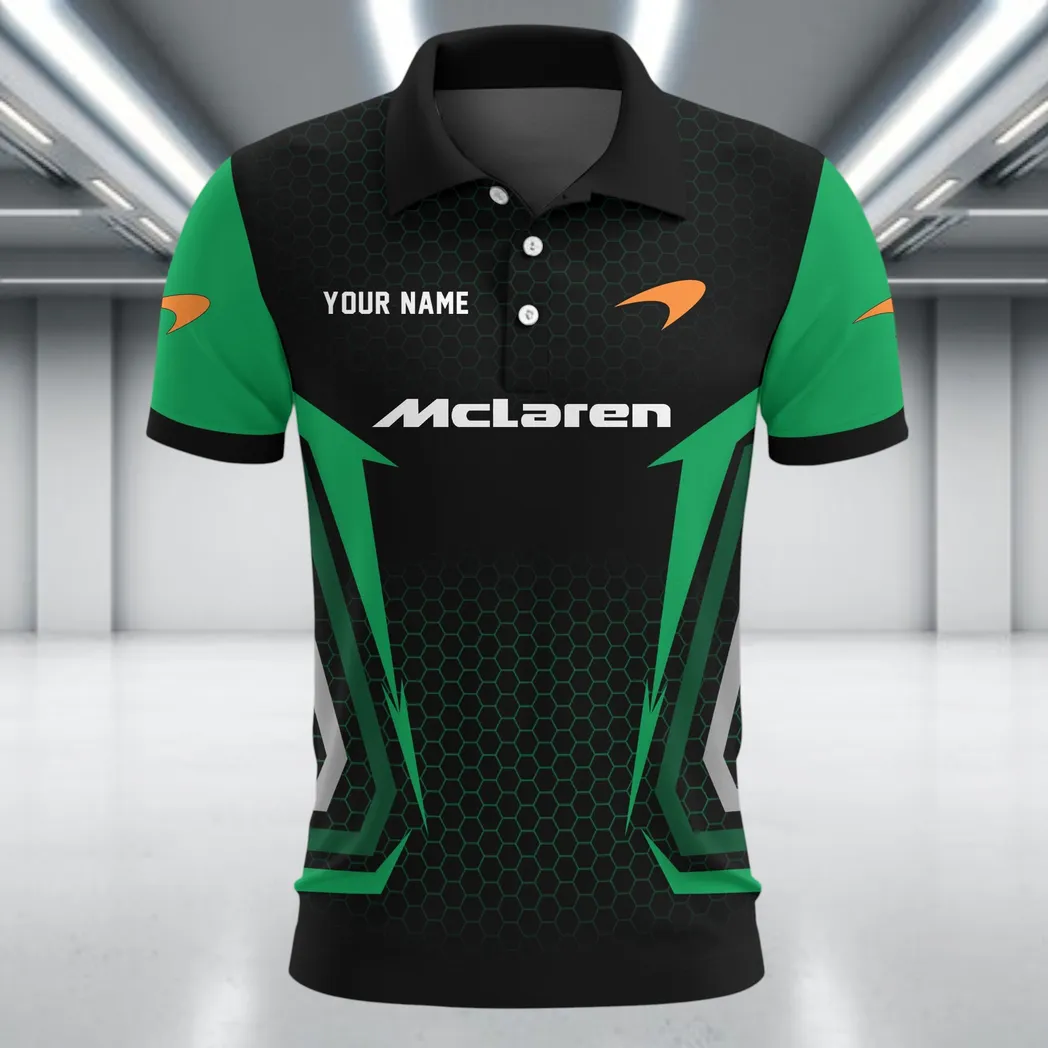 Track Monster Polo Shirt, Lightweight Streetwear Button Shirt CAR526 - Green