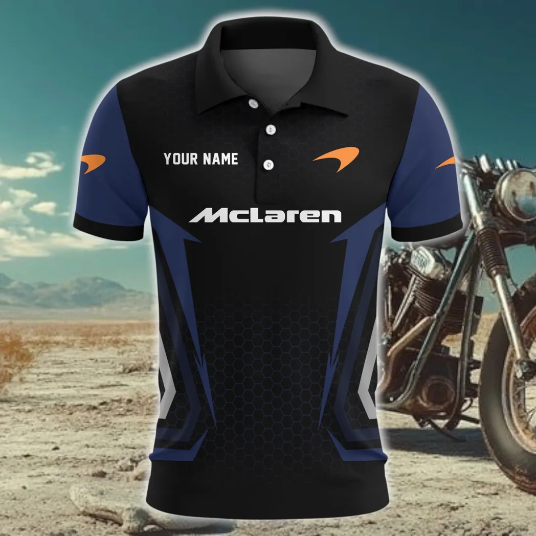 Track Monster Polo Shirt, Lightweight Streetwear Button Shirt CAR526 - Navy