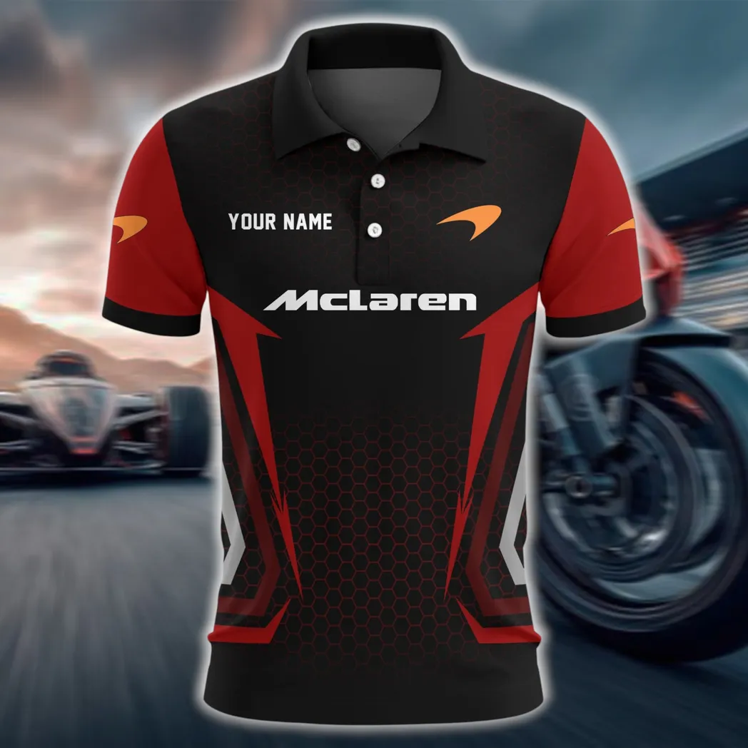 Track Monster Polo Shirt, Lightweight Streetwear Button Shirt CAR526 - Red