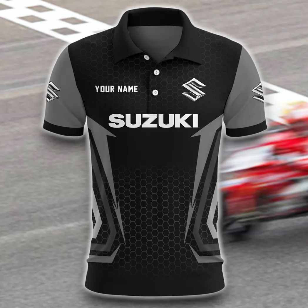 Street Racer Polo Shirt, Sporty Everyday Button Shirt CAR526 - Gray