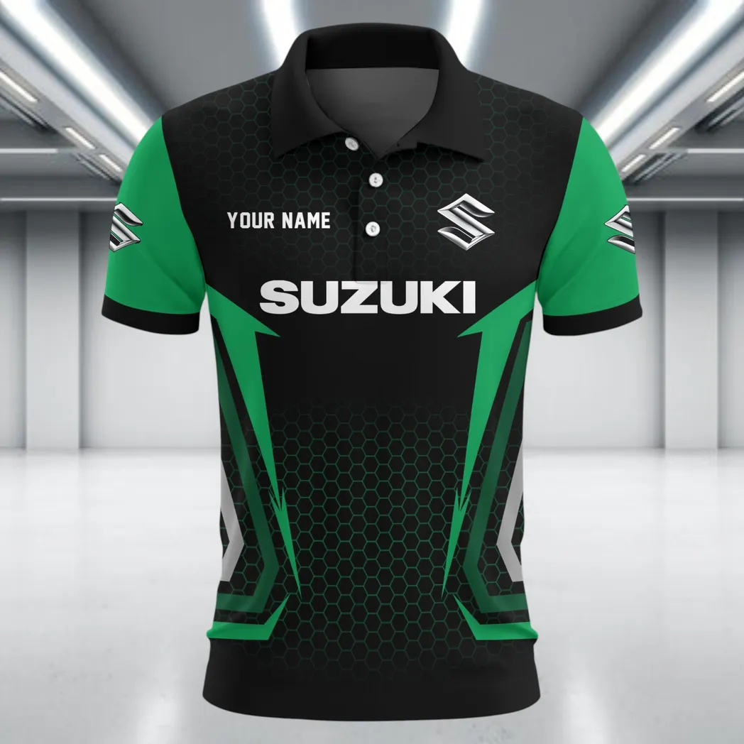 Street Racer Polo Shirt, Sporty Everyday Button Shirt CAR526 - Green