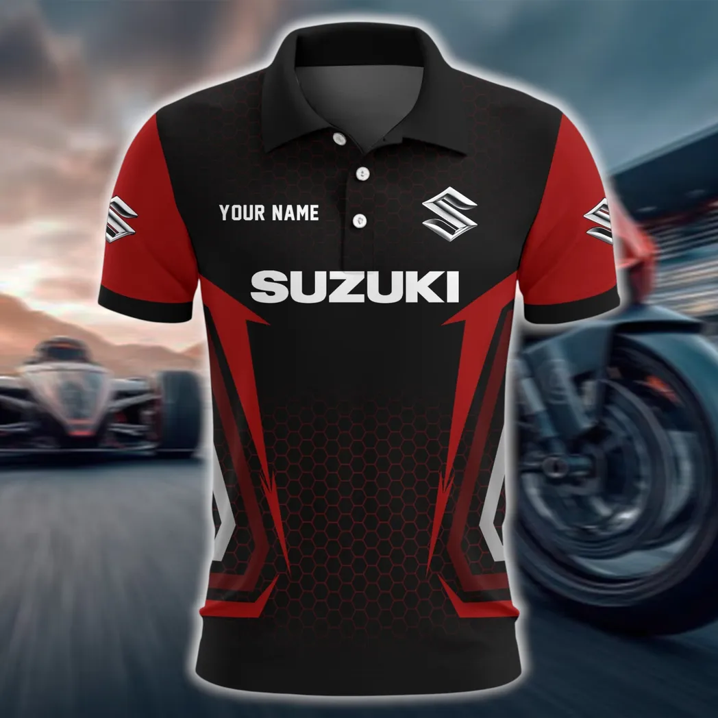 Street Racer Polo Shirt, Sporty Everyday Button Shirt CAR526 - Red