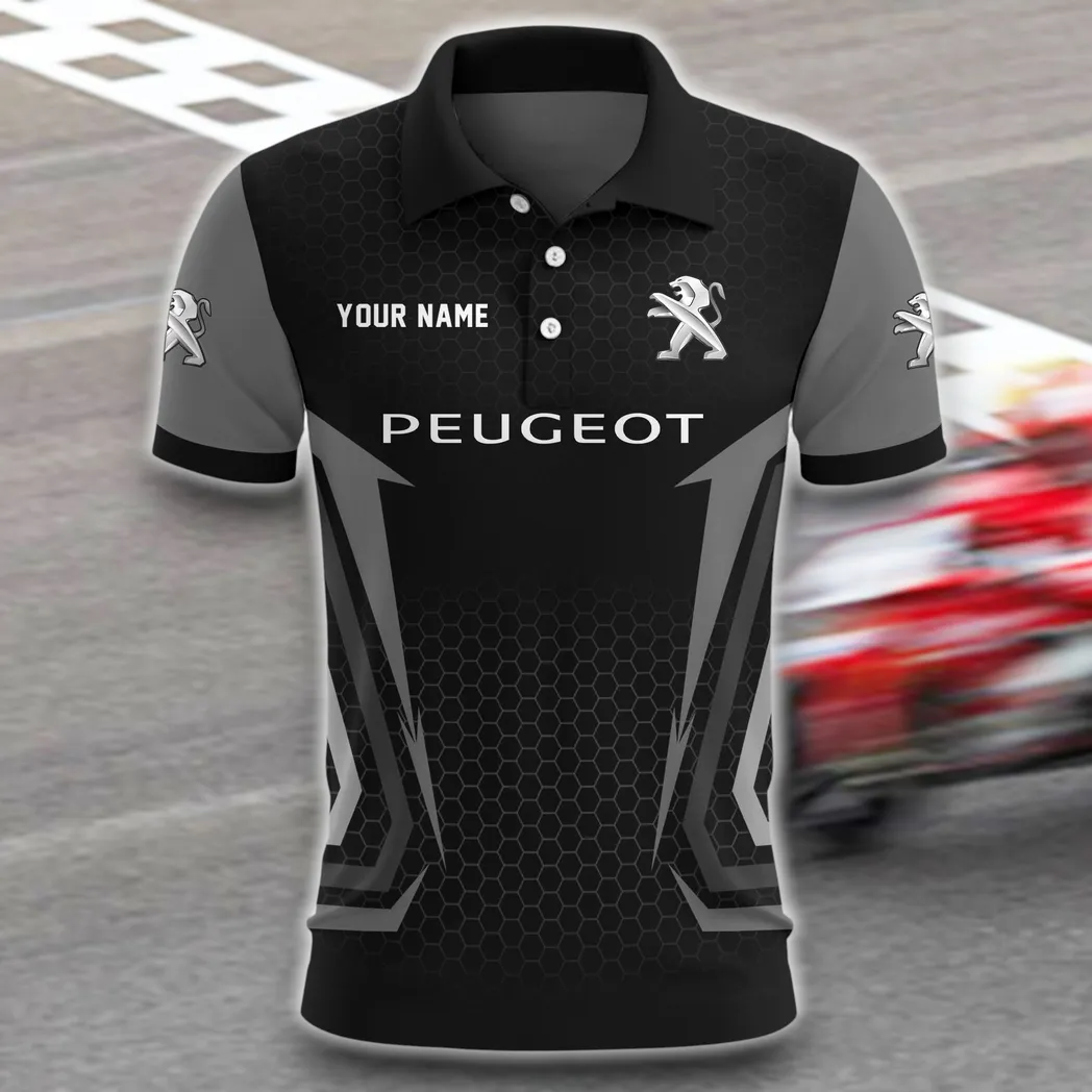 Mid-Size Car Polo Shirt, Sporty Urban Button Shirt CAR526 - Gray