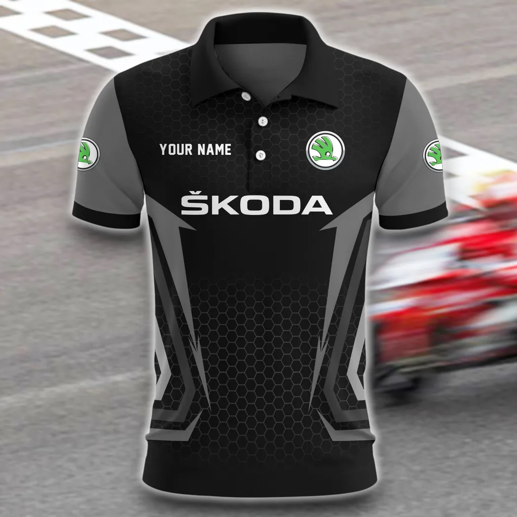 Mid-Size Sedan Polo Shirt, Street-Ready Sport Button Shirt CAR526 - Gray