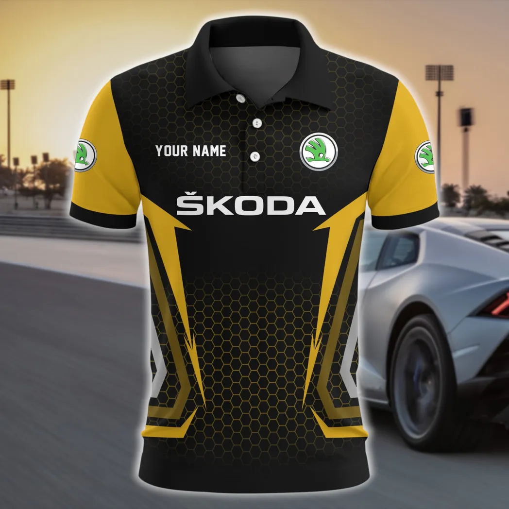 Mid-Size Sedan Polo Shirt, Street-Ready Sport Button Shirt CAR526 - Yellow