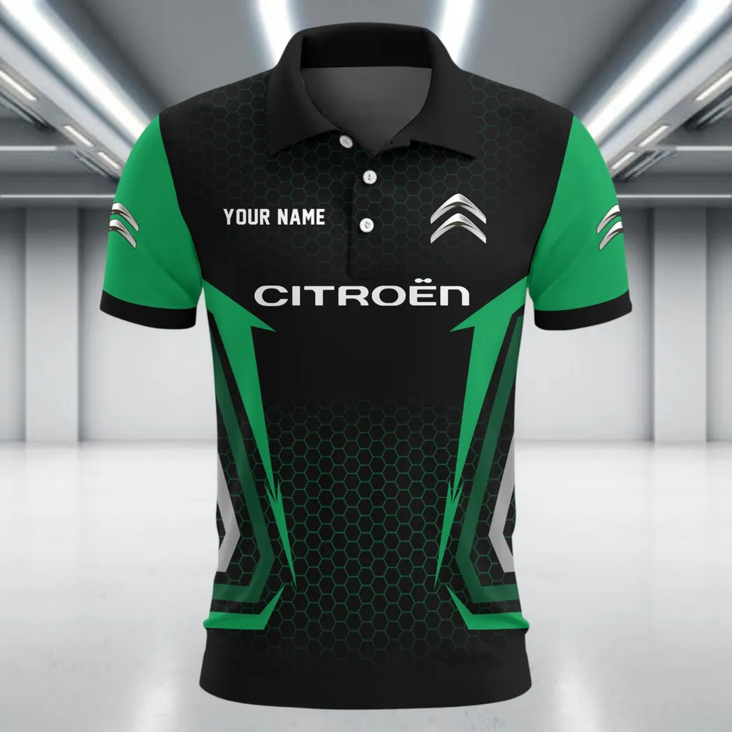 Practical Crossover Polo Shirt, Rugged Sport Button Shirt CAR526 - Green