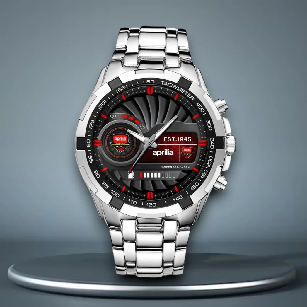 Track Motorcycle Steel Watches, Timeless Sport Fan Accessory DCAR475 - White