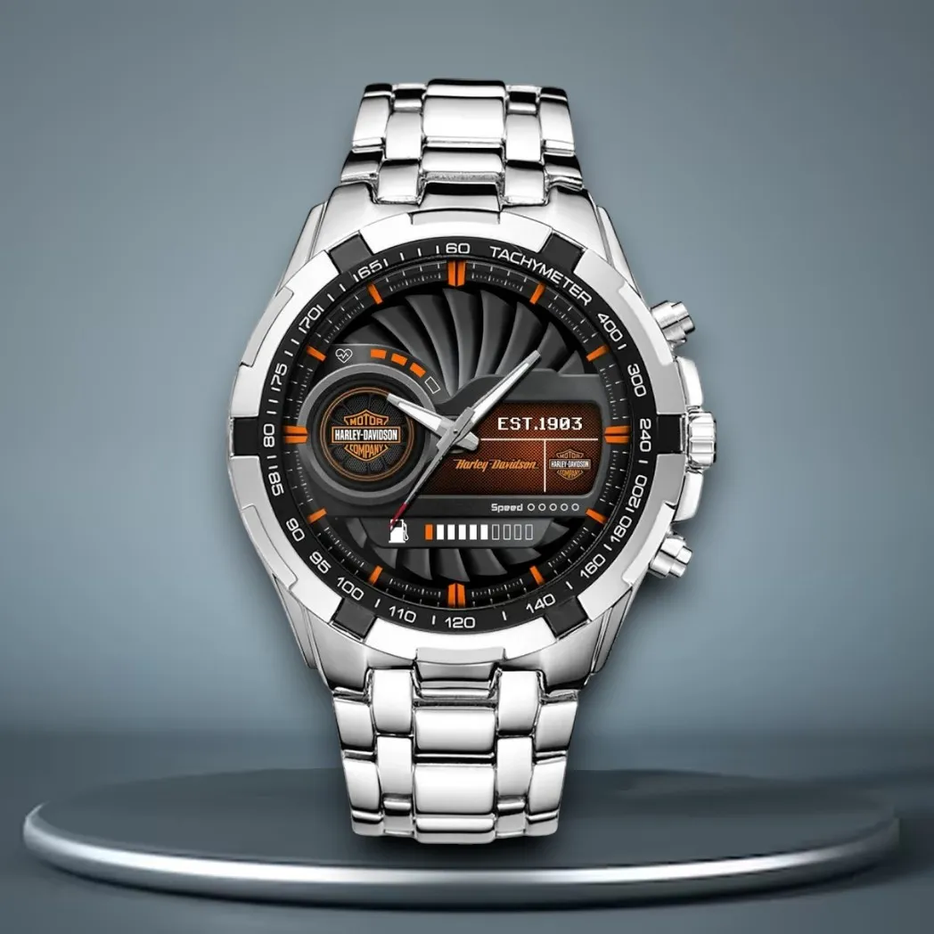 Chopper Style Steel Watches, Athletic-Inspired Wristwatch Style DCAR476 - White