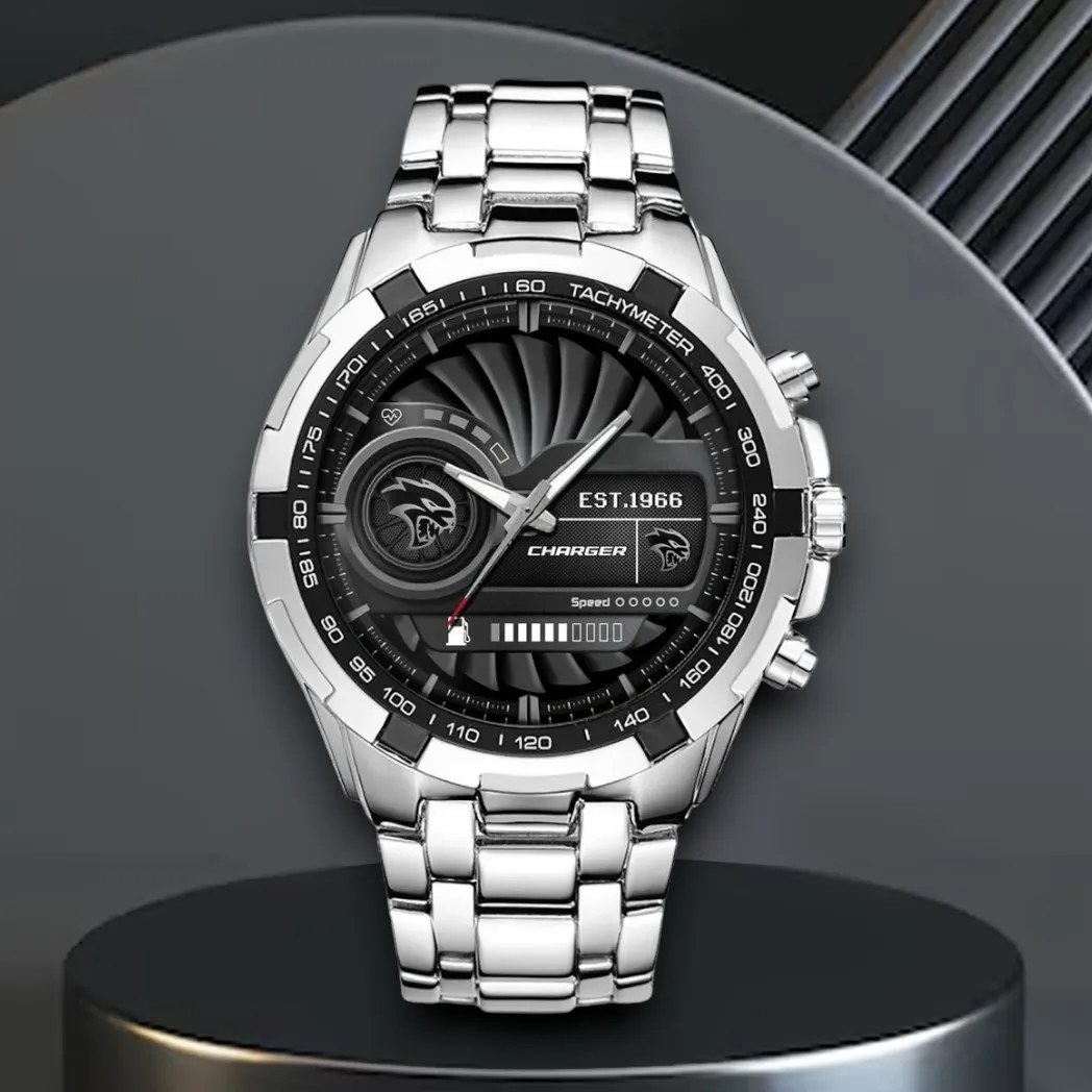 American Muscle Car Steel Watches, Dynamic Watch for Sport Fans DCAR476 - White