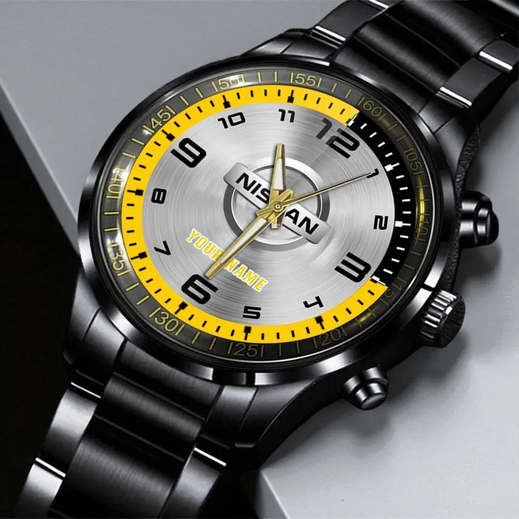 Compact Car Stainless Steel Watch, Athletic Style Fan Timepiece DCAR478 - Black