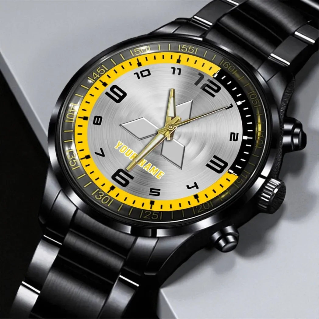 Compact Sedan Stainless Steel Watch, Fan-Focused Precision Timepiece DCAR478 - Black