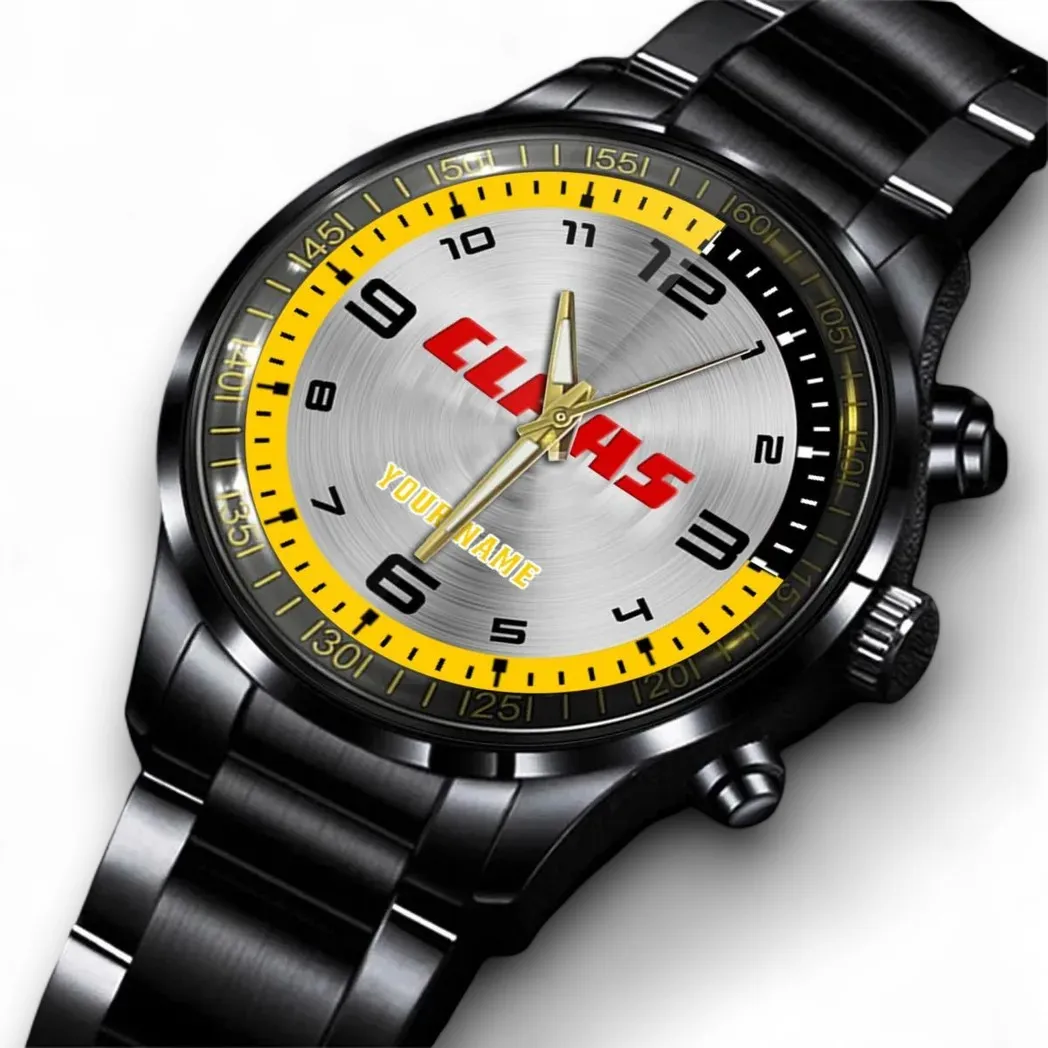 Crop Separator Stainless Steel Watch, Modern Supporter Wristwatch Style DCAR478 - Black