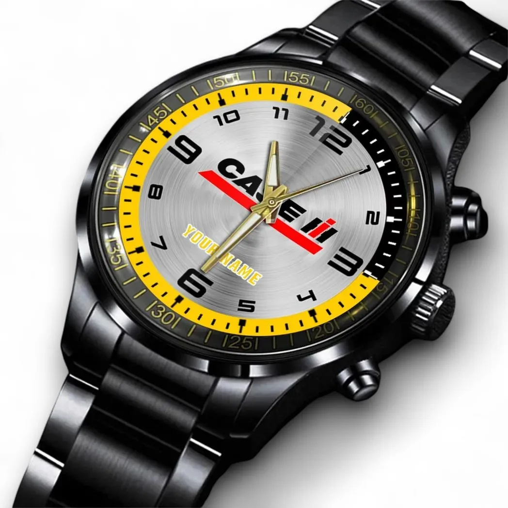 Ranch Tractor Stainless Steel Watch, Game Day Fan Watch DCAR478 - Black