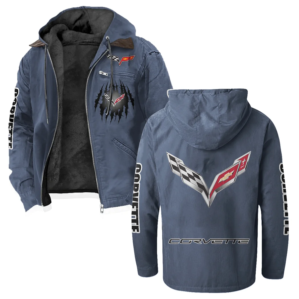 Racing Classic Flannel Hoodie, Biker Spirit Hoodie HVN1328CO - Navy Blue