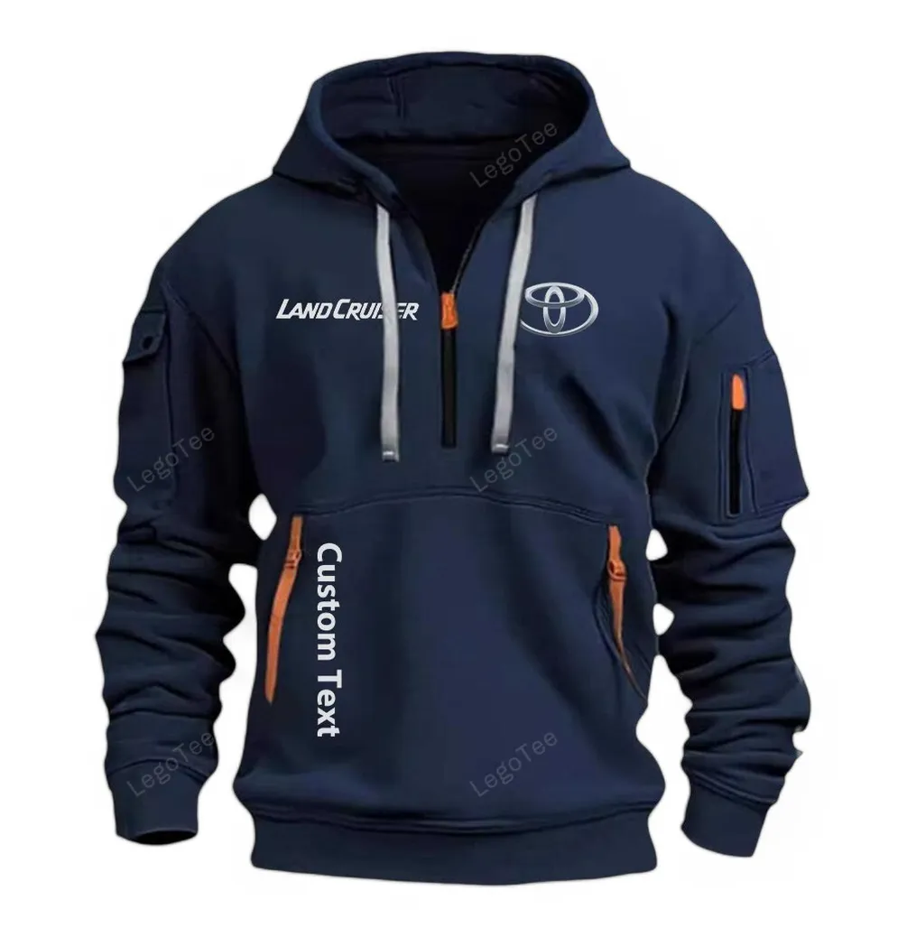 Adventure SUV Hoodie Half Zipper, Bold Fan Hoodie CAR112 - Navy