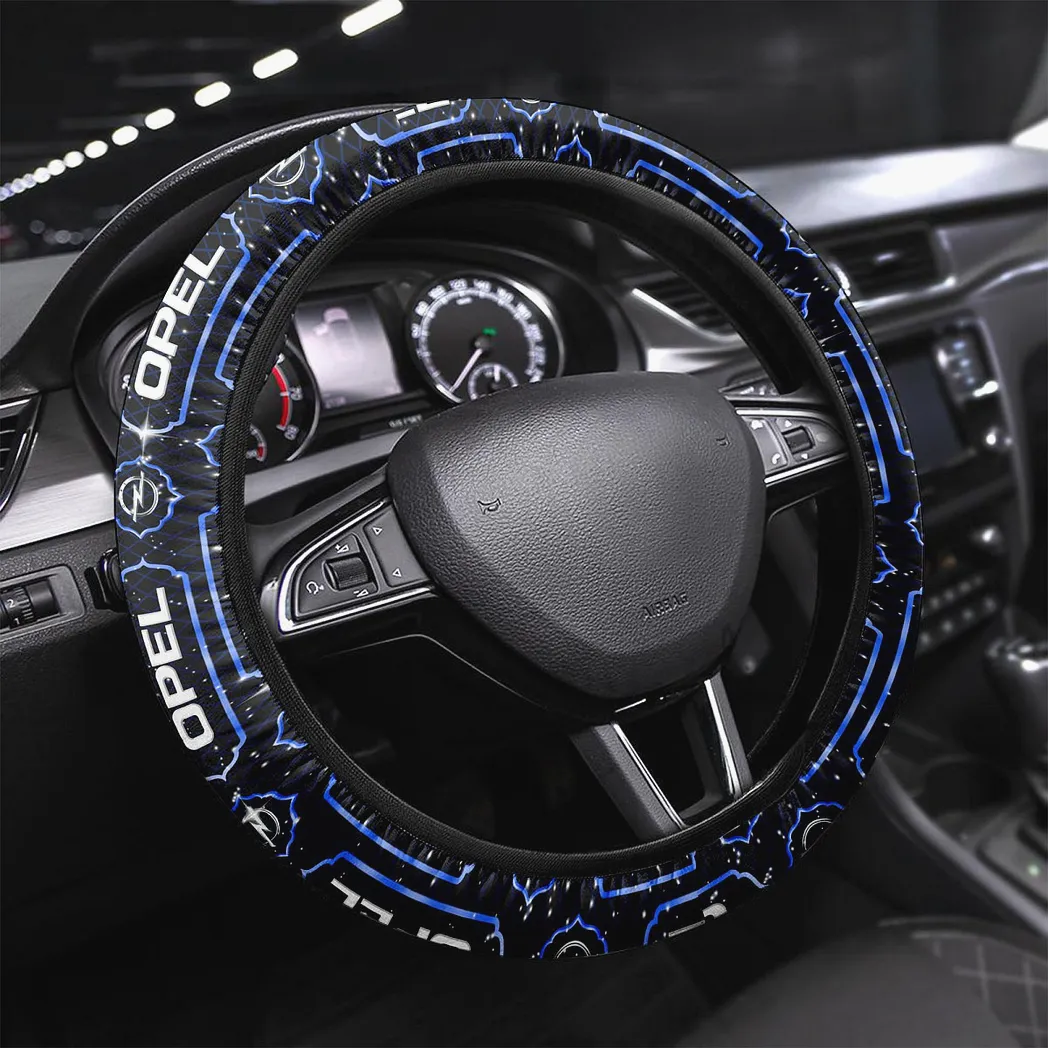 Affordable Automobile Steering Wheel Cover 3D Print, Driver's Everyday Comfort Cover CAR146 - Blue