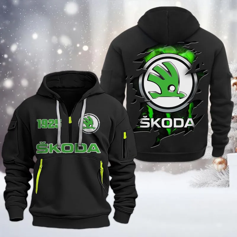 Affordable Ride Hoodie Half Zipper, Warm Up Hoodie CAR198 - Black