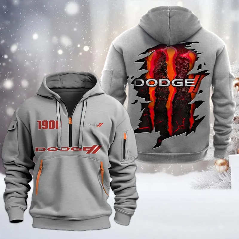 American Car Hoodie Half Zipper, Performance Fan Hoodie CAR198 - Gray