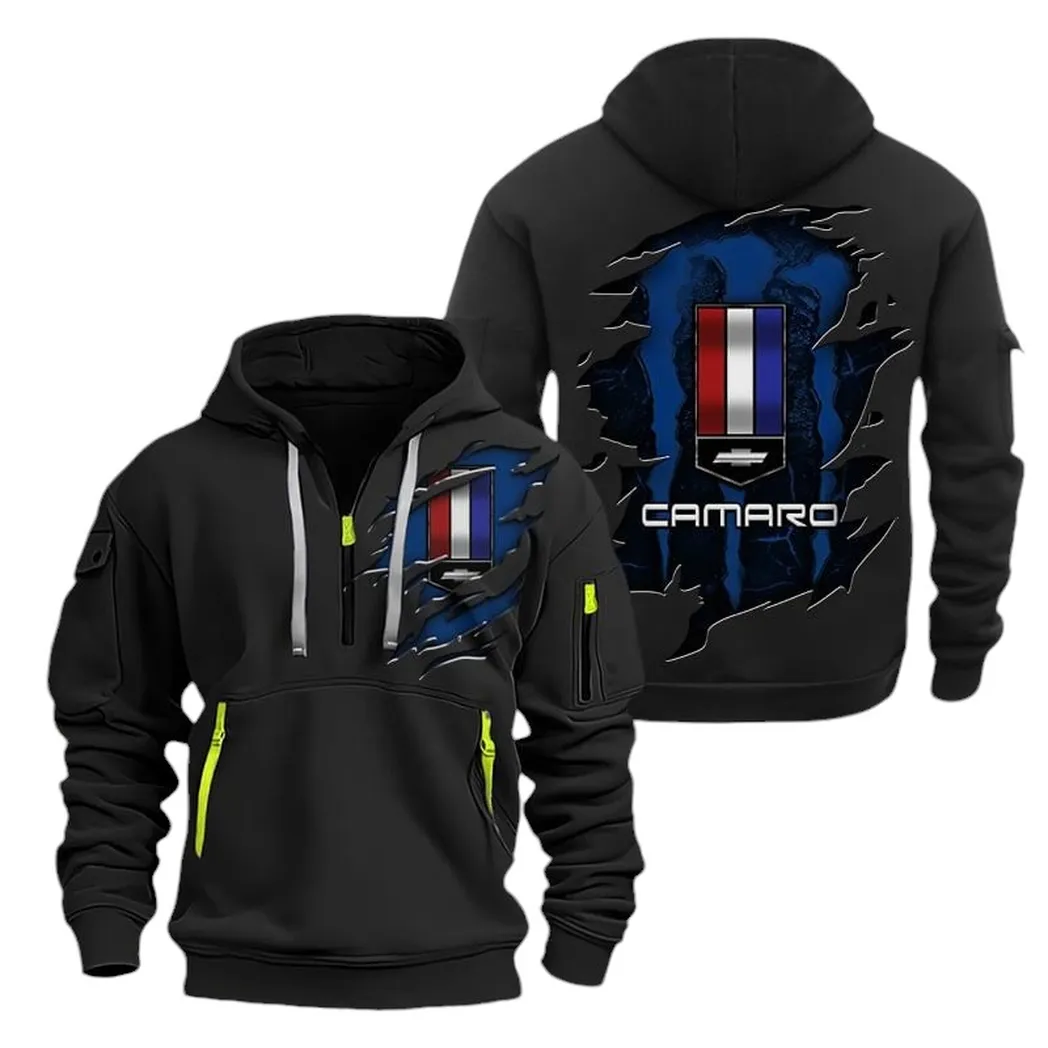 American Pony Car Hoodie Half Zipper, Game Time Hoodie CAR021 -Black