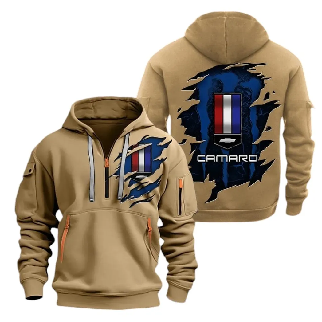 American Speed Car Hoodie Half Zipper, Game Time Hoodie CAR021 -Khaki