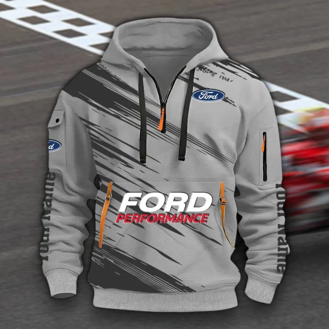 Road Life Hoodie Half Zip 3D, Casual Street-Ready Hoodie CAR514 - Gray