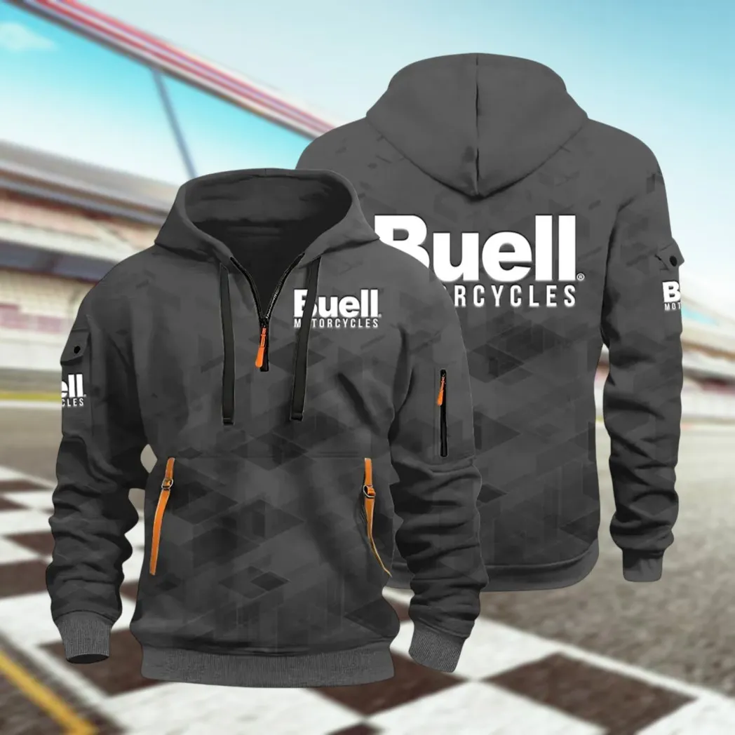 Modern Street Bike Hoodie Half Zip 3D Print, Sporty & Casual Everyday Wear Hoodie CAR514 - Dark Gray