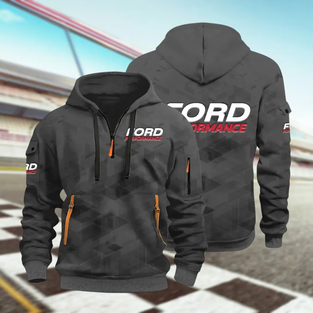 Motion Gear Hoodie Half Zip 3D Print, Rugged Casual Fit Hoodie CAR514 - Dark Gray