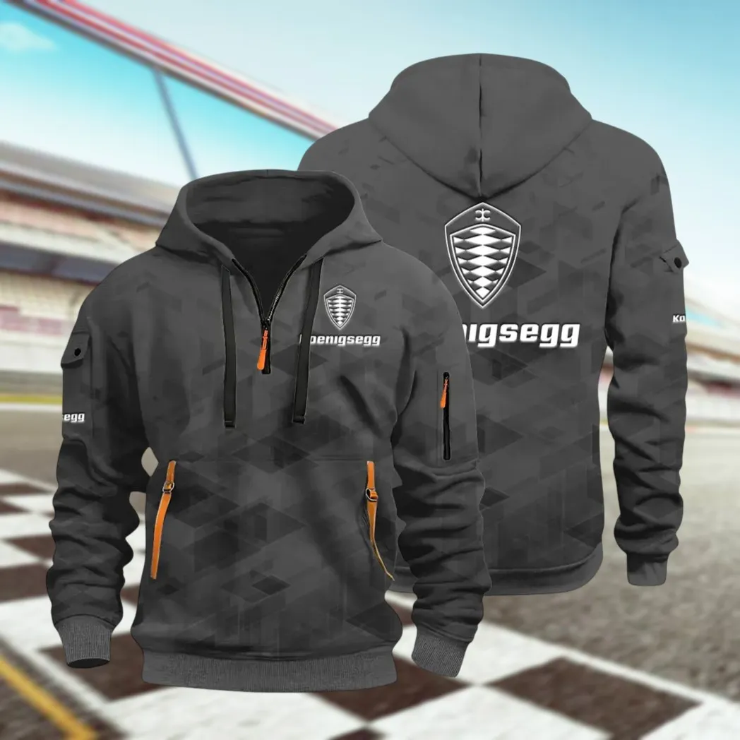 Record-Breaking Auto Hoodie Half Zip 3D Print, Lightweight & Comfortable Streetwear Hoodie CAR514 - Dark Gray