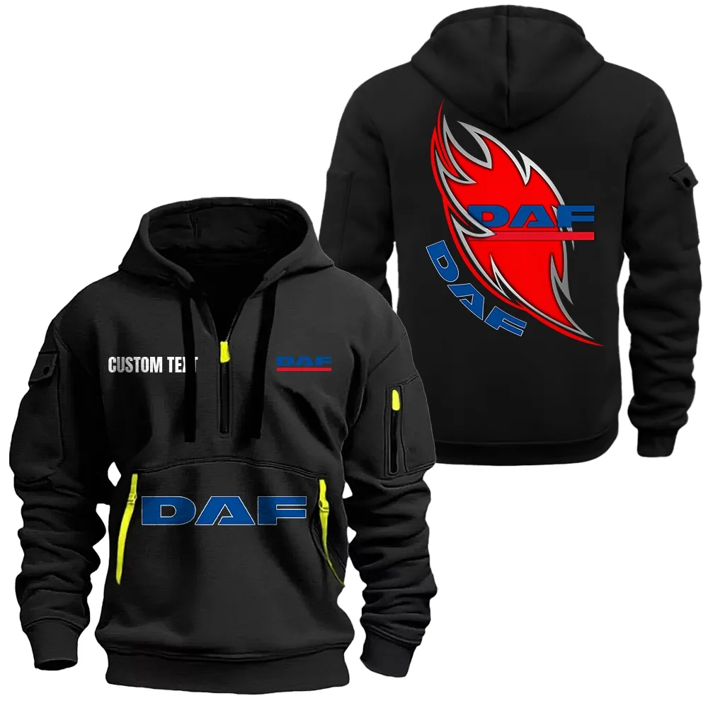 Cargo Hauler Hoodie Half Zipper, Sporty Fan Half-Zip Hoodie CAR170 - Black