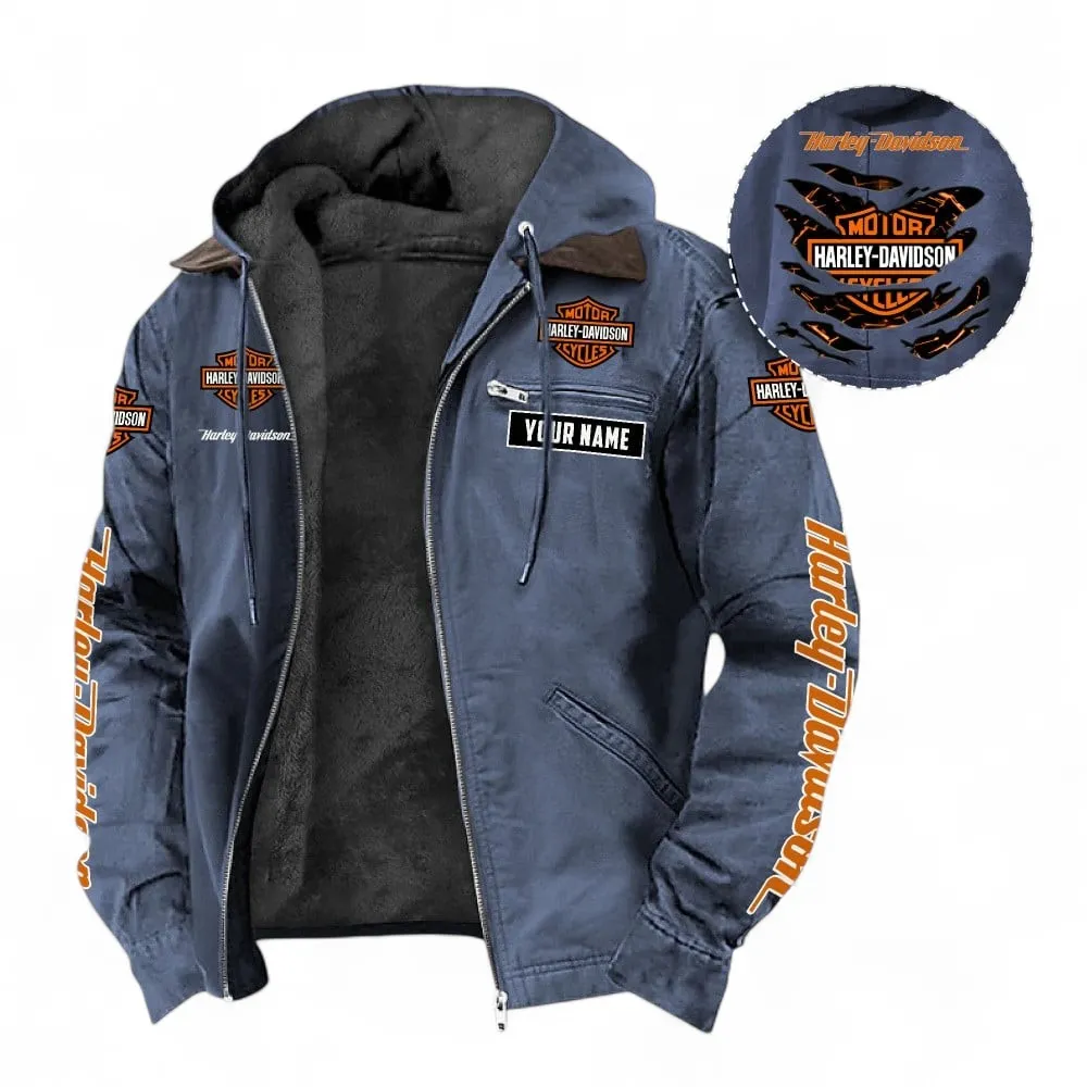 Chopper Style Hooded And Flannel Hoodie, Exclusive Logo Hoodie For Car Lovers CAR391 - Navy Blue